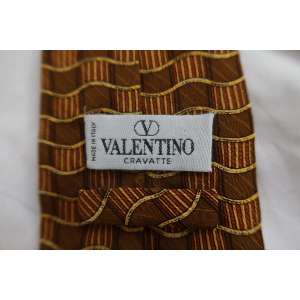 Valentino Cravatte Men's‎ Silk Tie Brown Geometric Italy